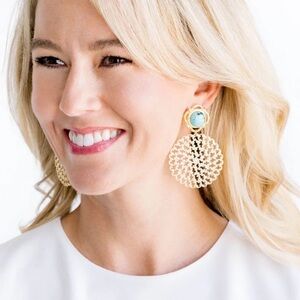 Susan Shaw Elegant Gold and Turquoise Filigree Earrings